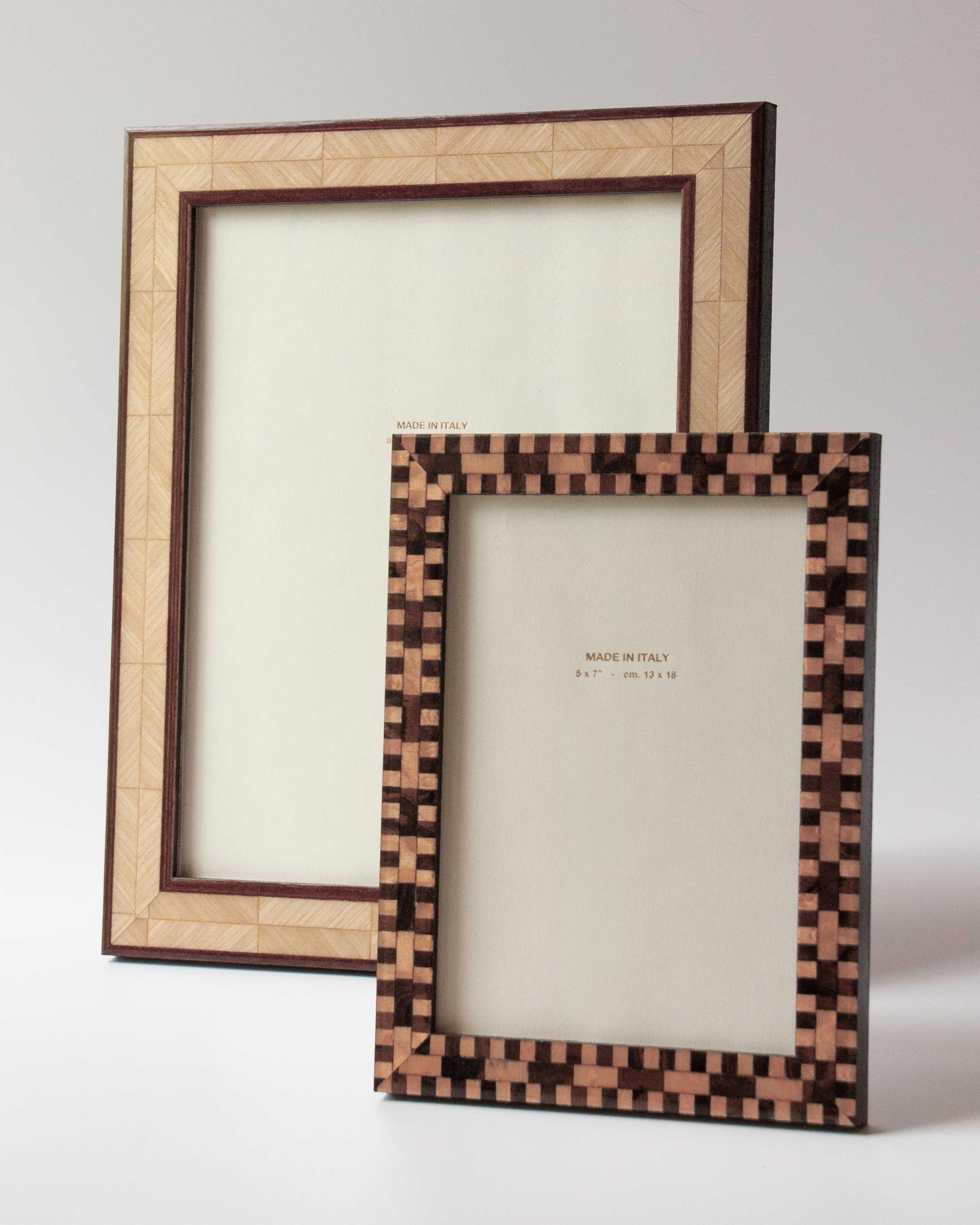 Luxury lacquered walnut marquetry photo frame handmade for Anboise 5 x 7